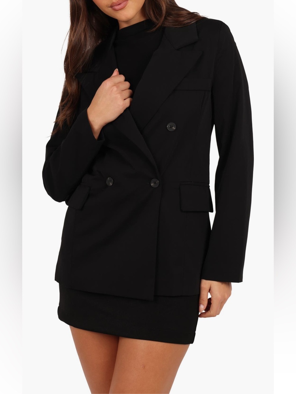 Petal + Pup Juliet Double Breasted Blazer Jacket Black Size M